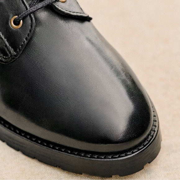 Sezane Smooth Black Leather Dana Ankle Boots US 7 - Picture 2 of 5